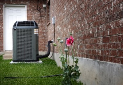AC unit in the garden landscape in Seattle, WA